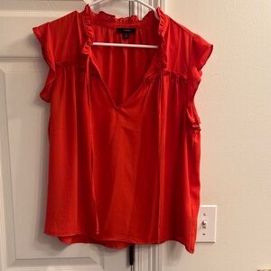 J. Crew Vibrant Red Ruffle Blouse